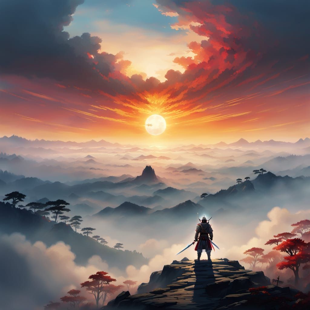 Crimson Samurai in Golden Armor