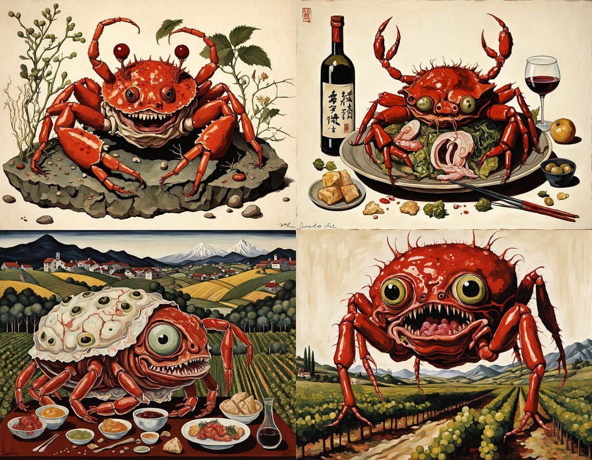 Surreal Ukiyo-e Horror in Egon Schiele Oil Painting Style