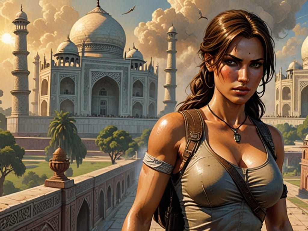 Lara Croft at the Taj Mahal, Comic Book Art