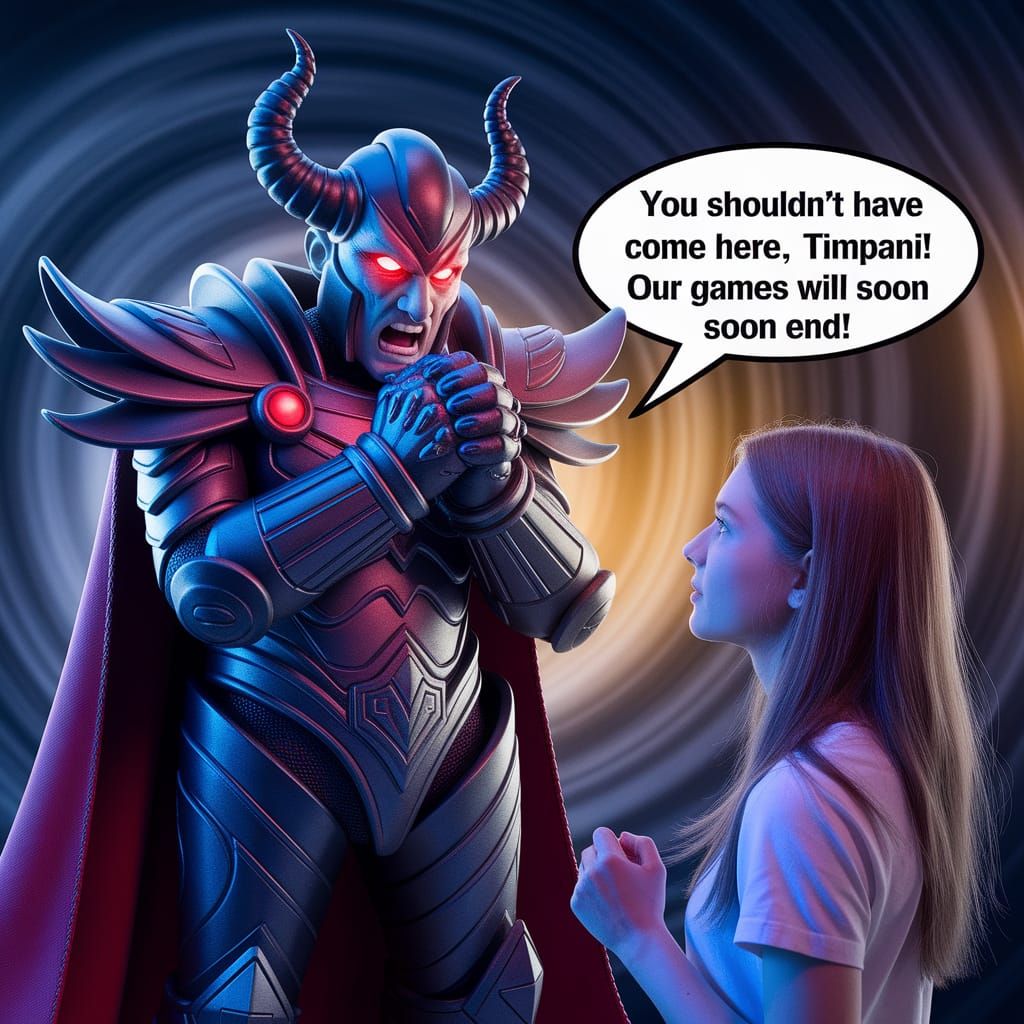 Regretful Mario in Dark Armor Confronts Timpani