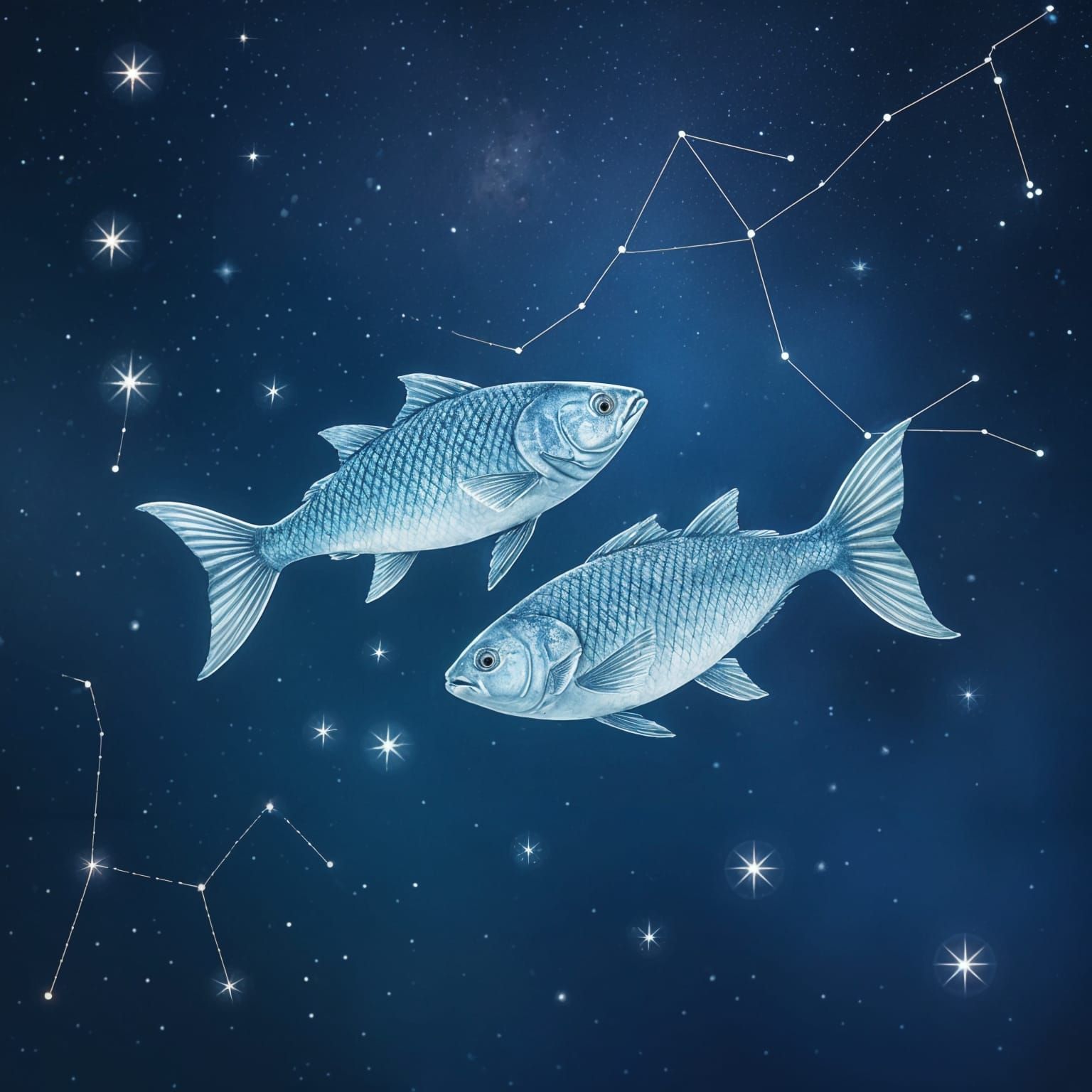 Majestic Fish Swim in Celestial Constellation