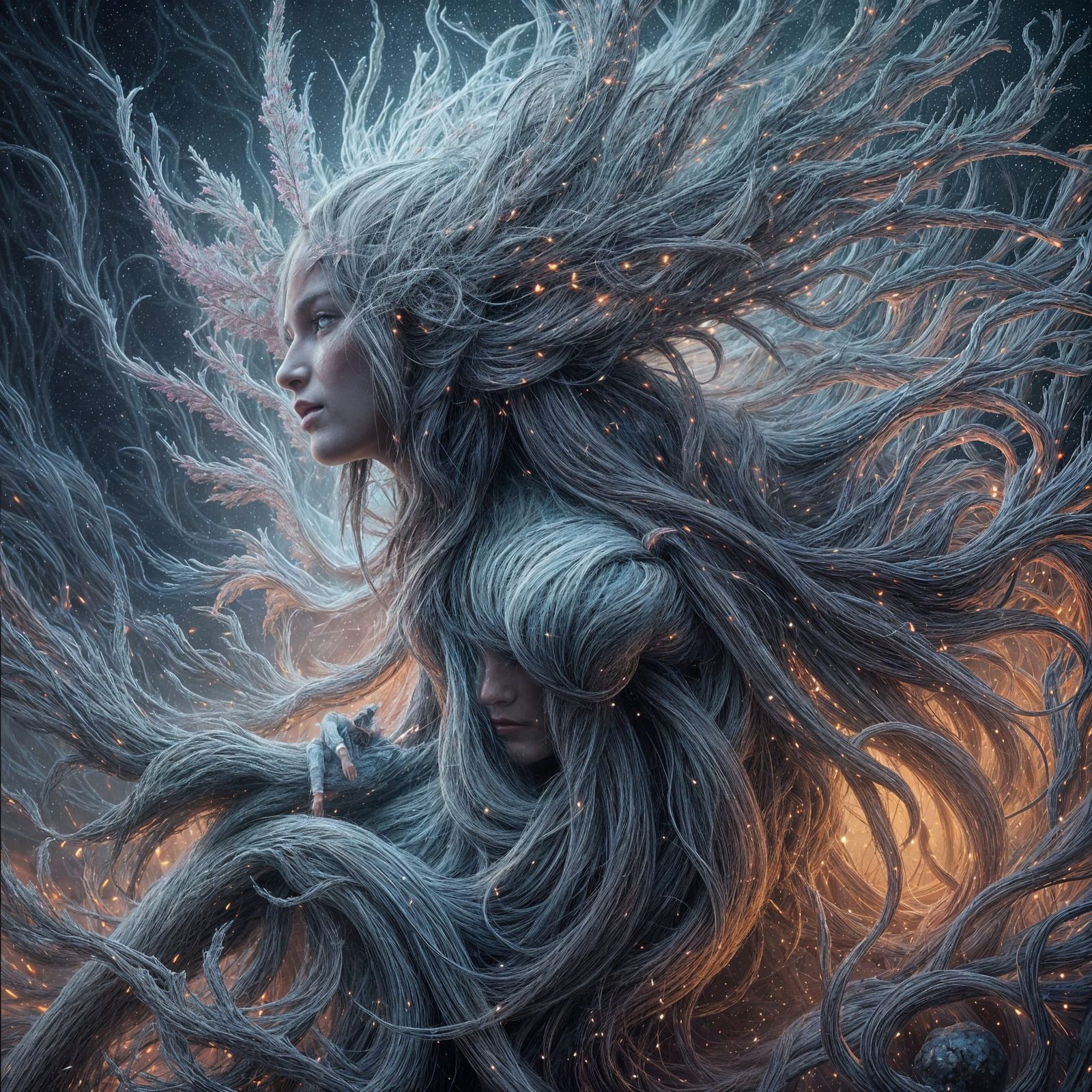Ethereal Woman in Dreamy Colors: Digital Fantasy Art
