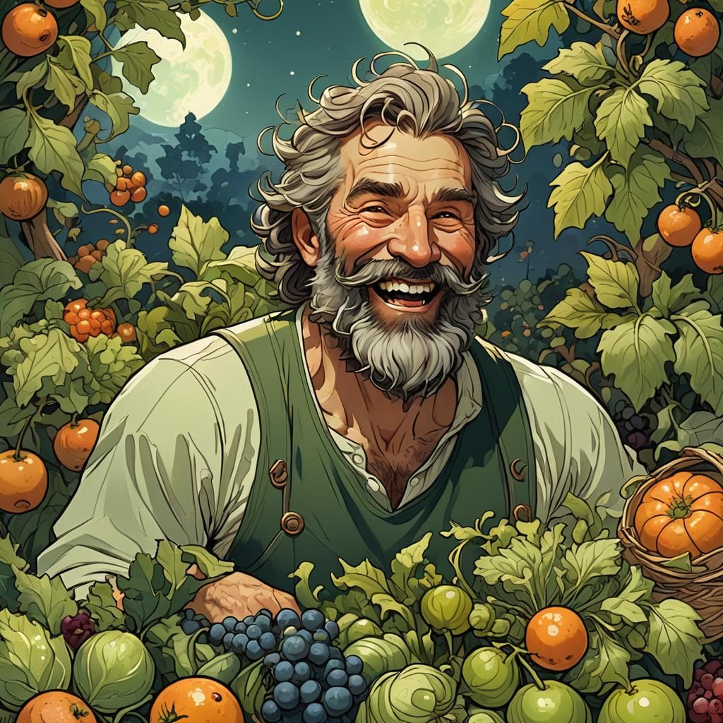 Harvest Joy: Dark Fantasy Art in Alphonse Mucha Style