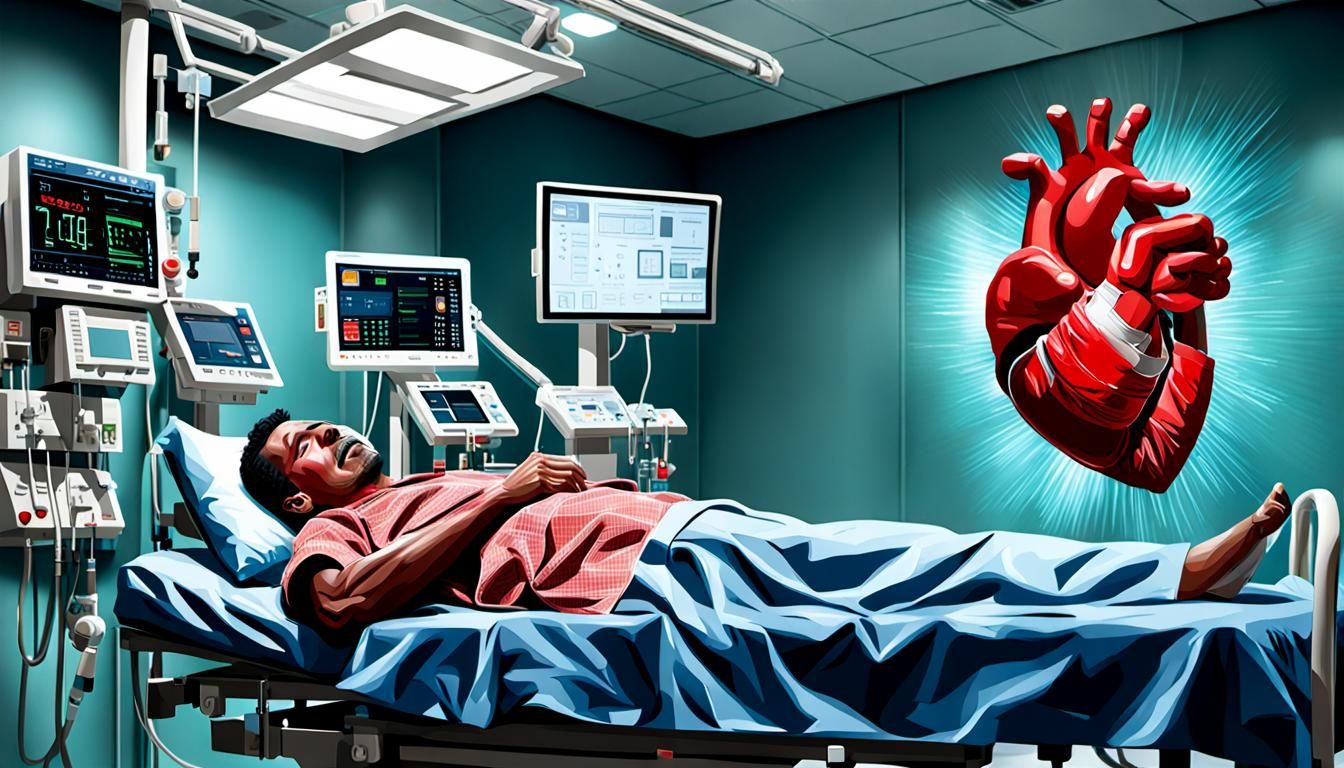 Heart Attack Patient in ICU: Hyperrealistic Digital Art