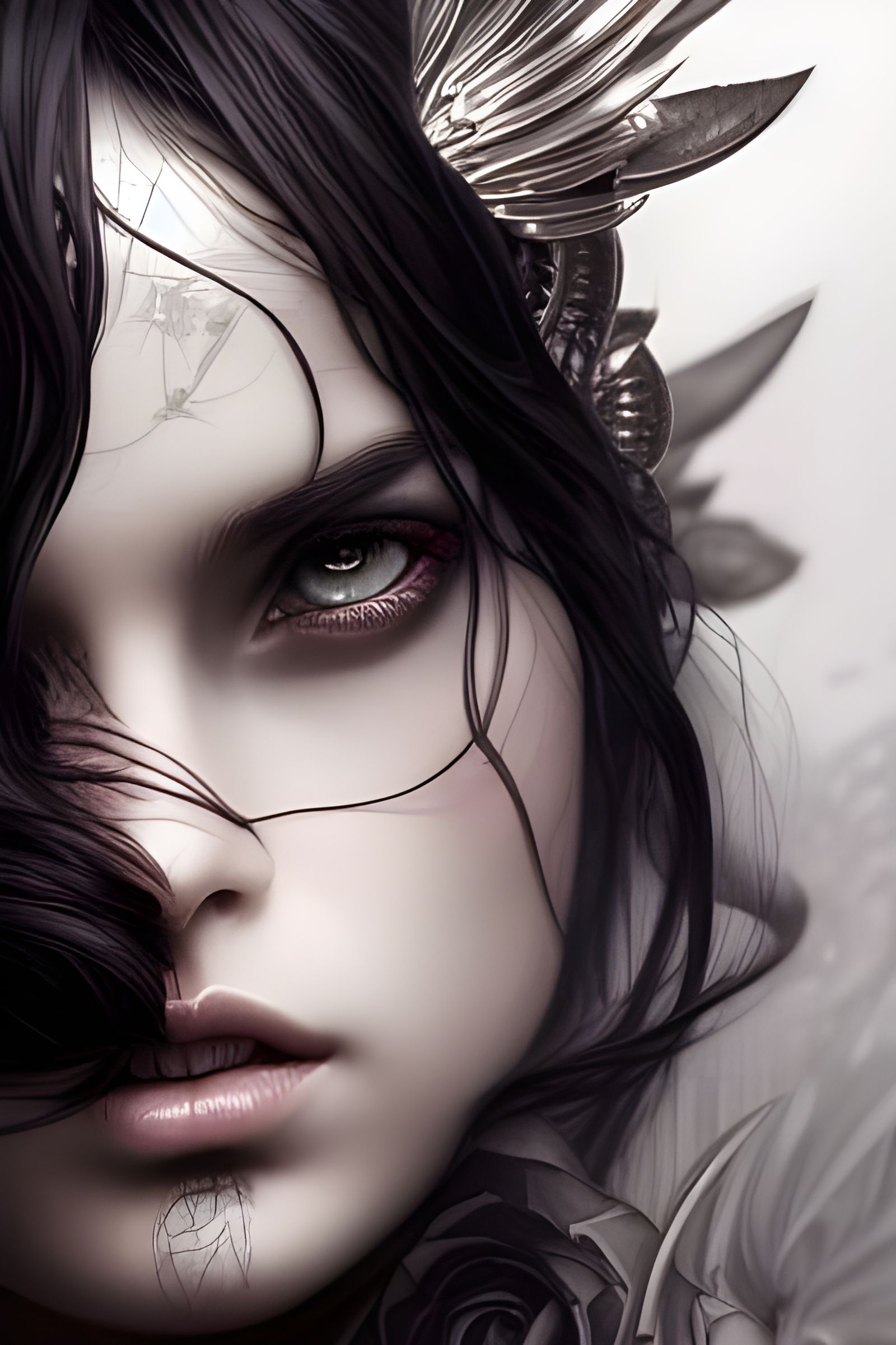 Tattooed Goddess Portrait in Hyperrealistic Digital Art