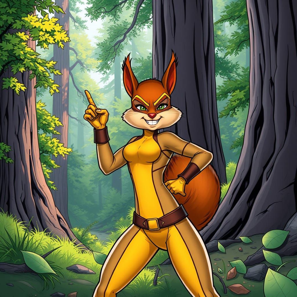 Squirrel Girl in Vibrant Comic Book Style