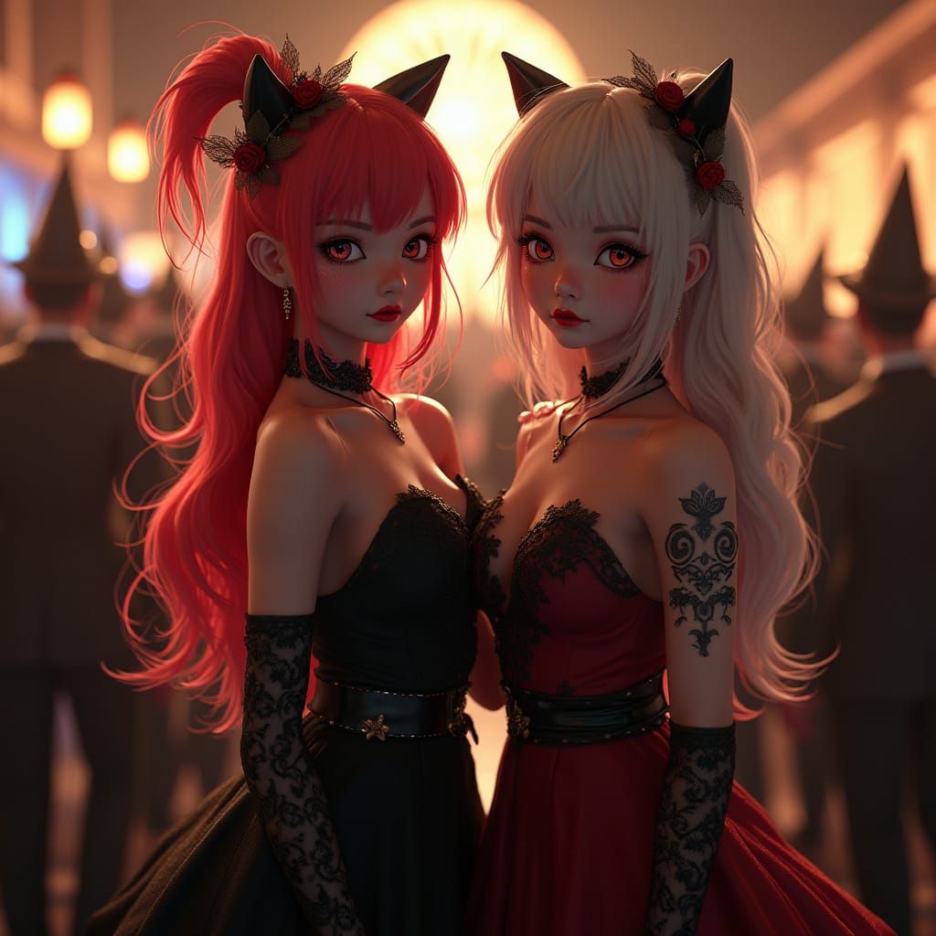 Dressed to the 9s these Punky Pixies are headed to the New Year eve Ball, for a night of dinner and dancing. intricate d...