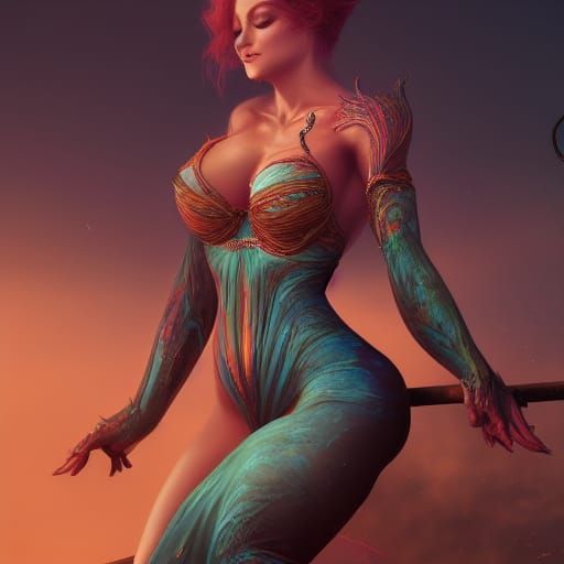 Sensual Woman in Detailed Fantasy Art
