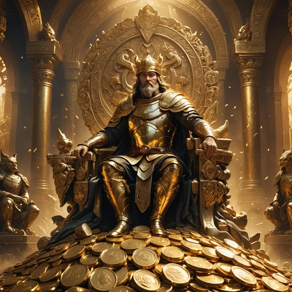 Golden God on a Pile of Coins