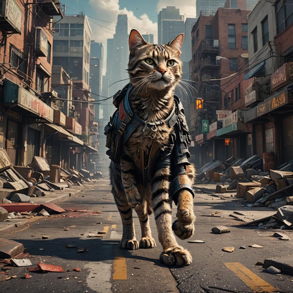Cat in Apocalyptic Los Angeles: Matte Painting