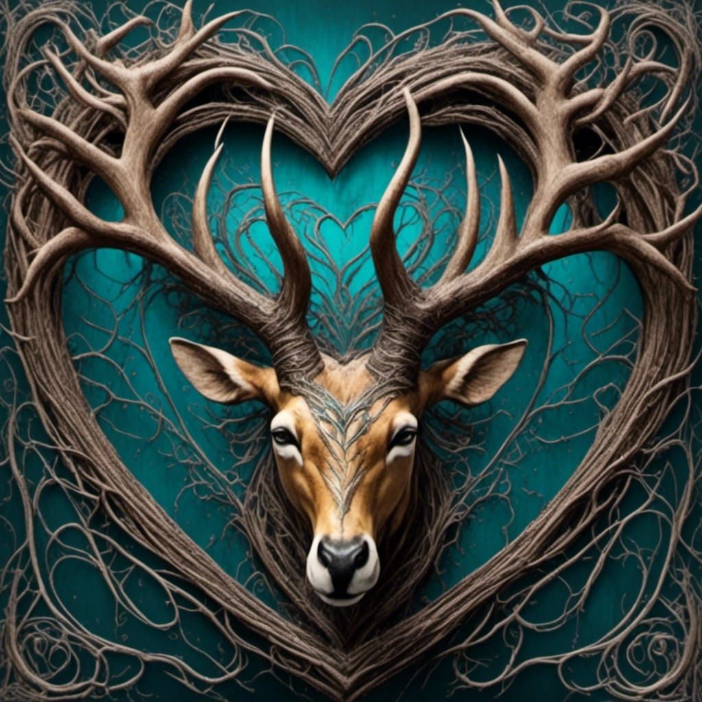 Stag Heart with Spiderweb Design