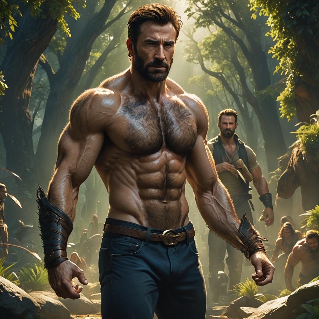 Hybrid Man in Fantasy Forest, Artstation Style