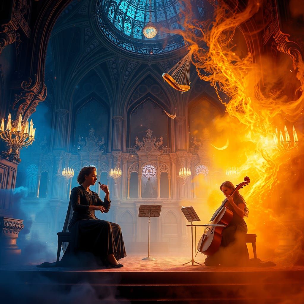 Ethereal Musicians in Dreamscape with Glowing Auras