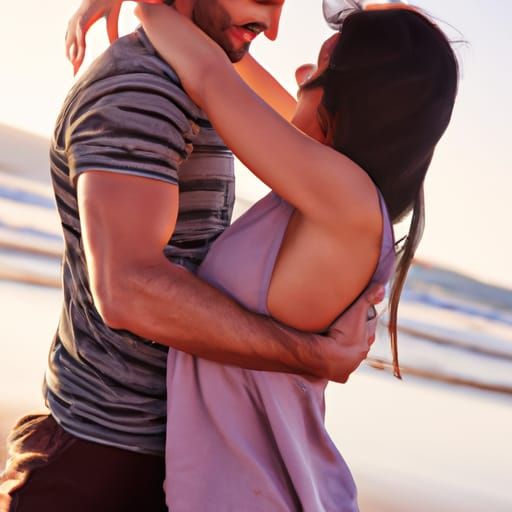 Romantic Couple's Beach Embrace