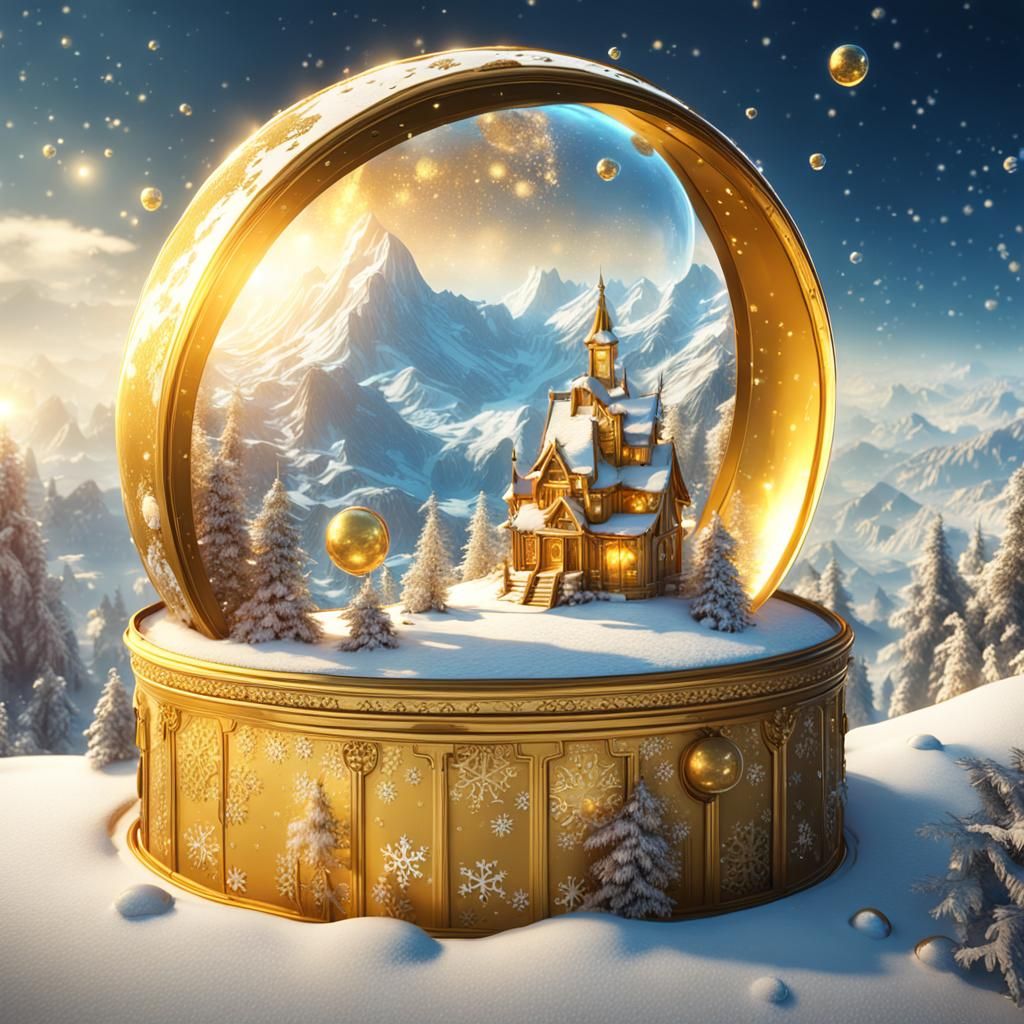 Golden Bubble in Winter Wonderland: Fantasy Concept Art