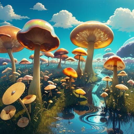 Ethereal Alien Landscape with Luminous Flora