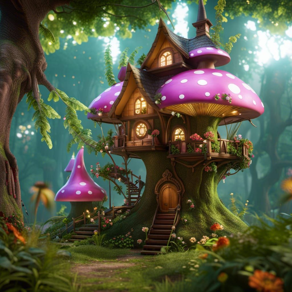 Magical Fairy Treehouse in Mythical Forest