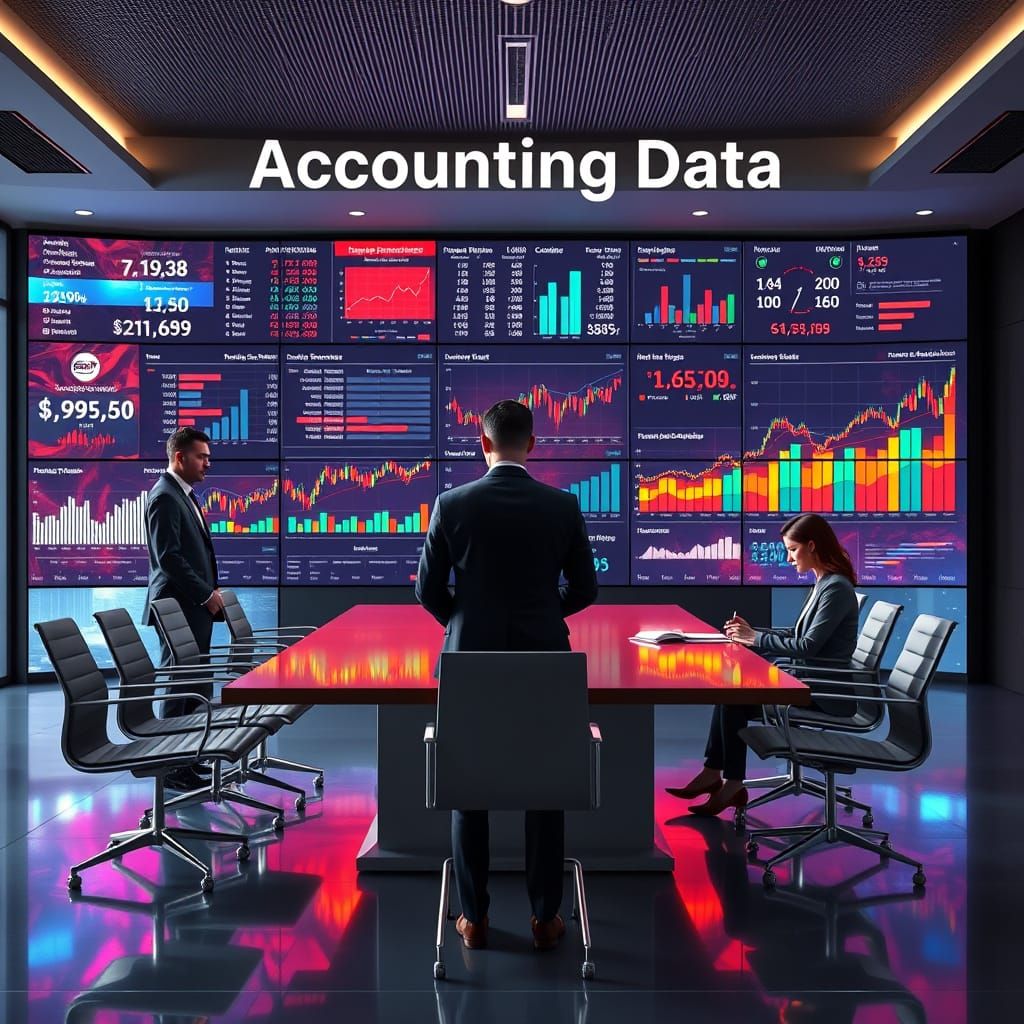 Professionals Analyze Financial Data in Modern Meeting Room