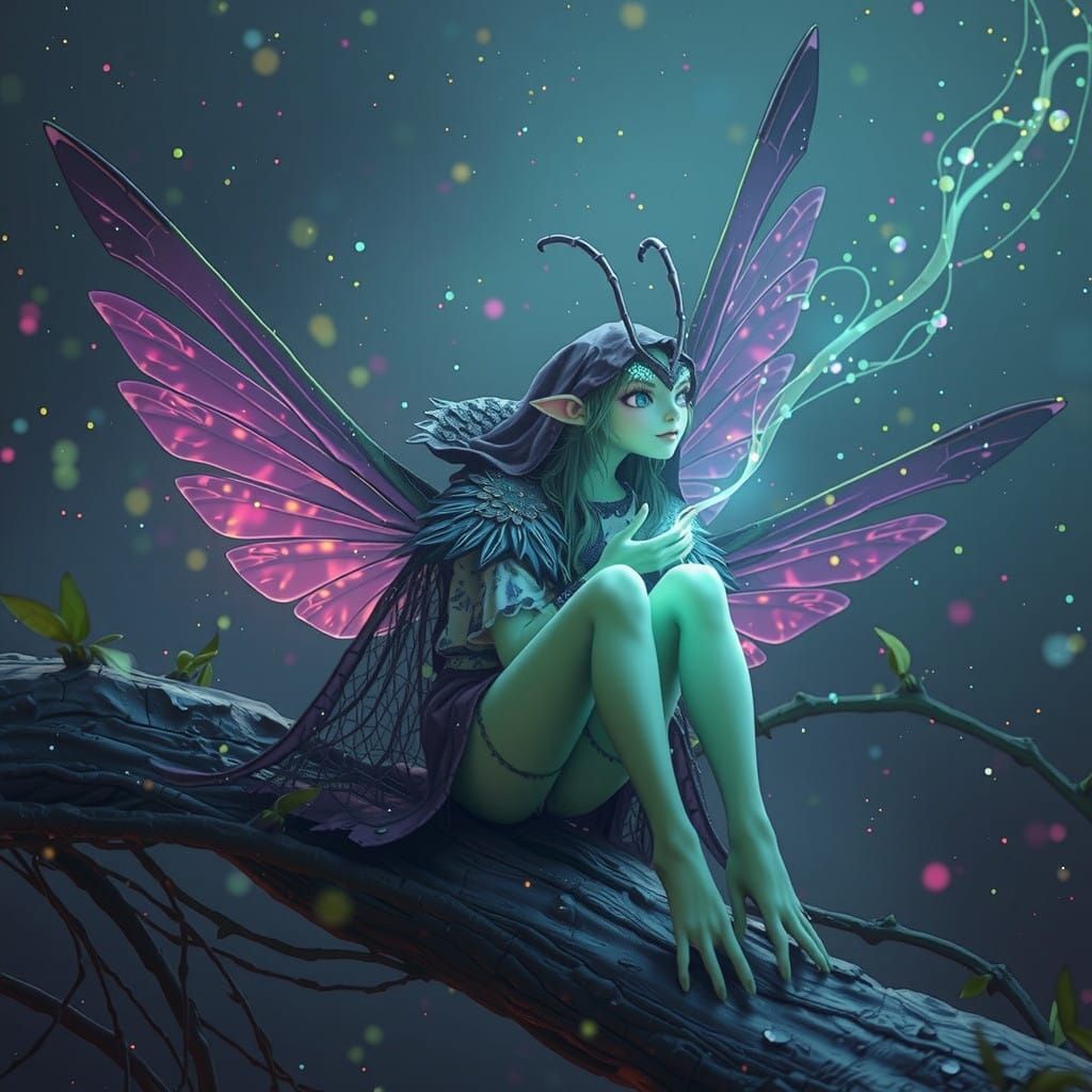 Whimsical Firefly Amidst Ethereal Flame