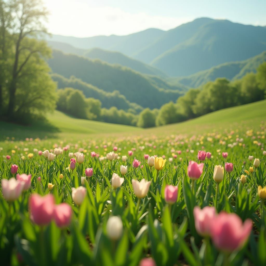 Vibrant Spring Hills with Bold Flowers