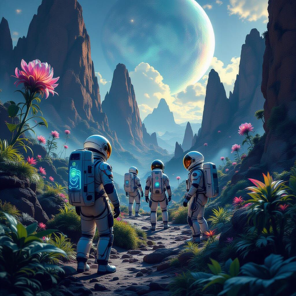 Astronauts Explore Alien World With Bioluminescent Suits