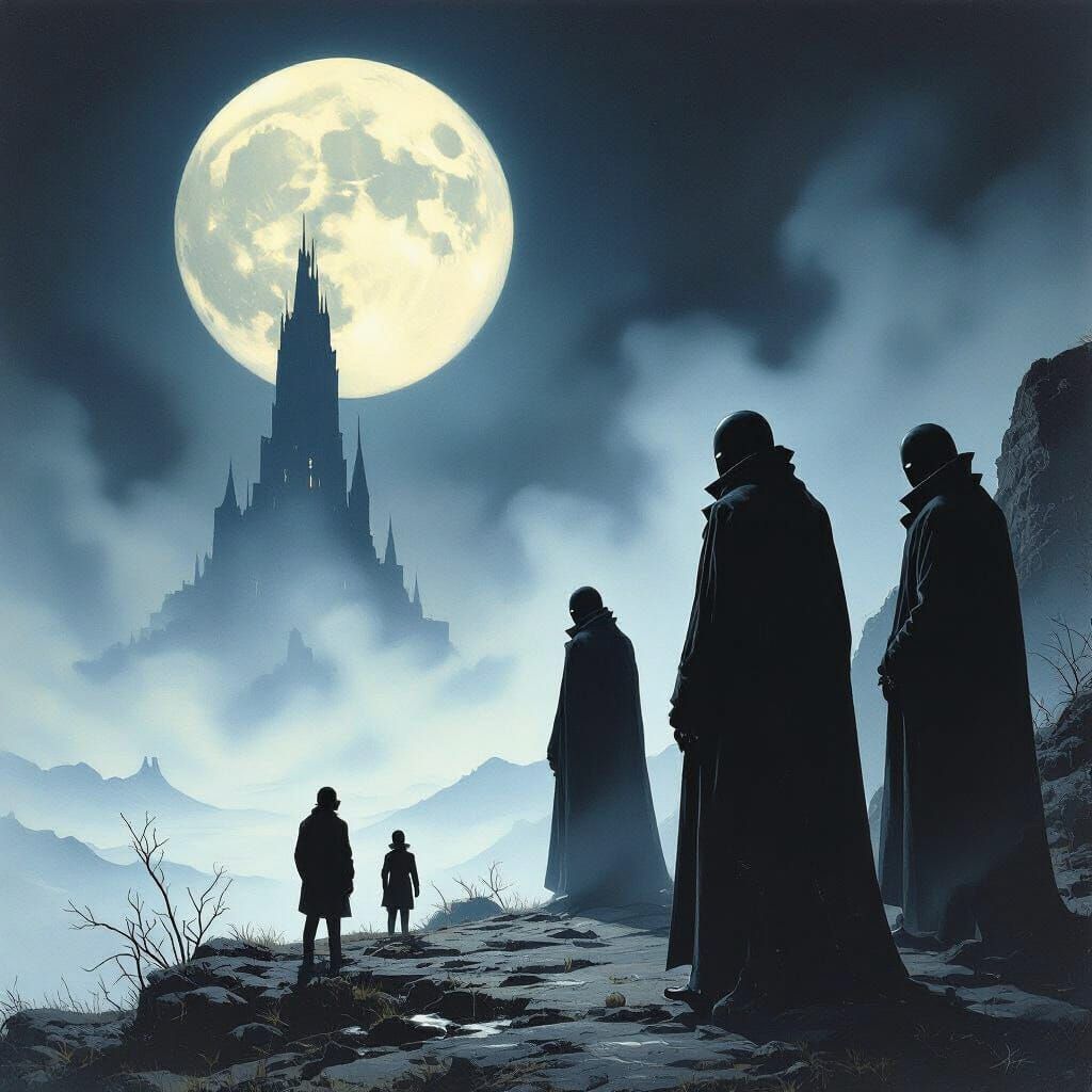 The Watchers Observing Earth in Sci-Fi Art Style