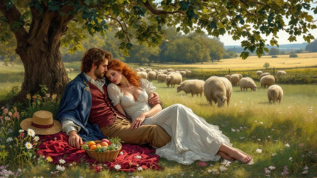 Victorian Couple in Countryside Shade