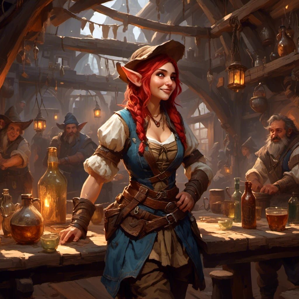 Gnome Bard Performing in Tavern Scene
