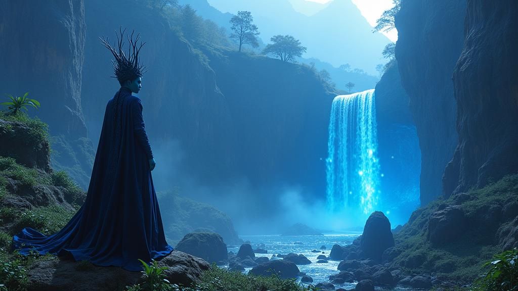 Enigmatic Blue Na'vi in Pandora Landscape