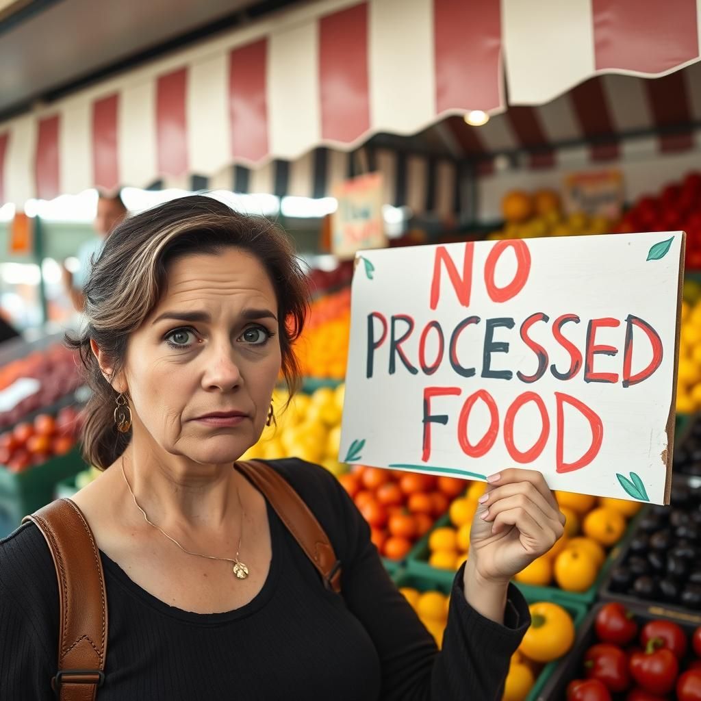 Woman Promotes Healthy Eating at Fruit Stand