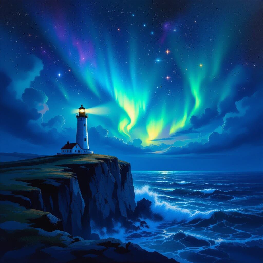 Lighthouse Amidst Cosmic Aurora