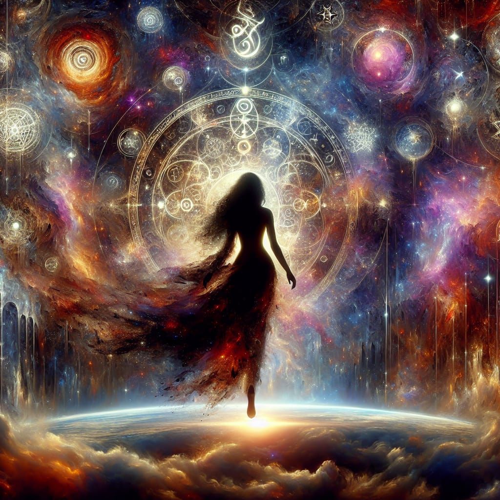 Goddess Ascending from Cosmic Painting in 8K