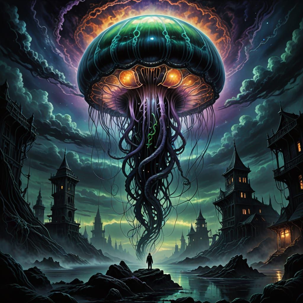 Glowing Jellyfish Drifts through Jupiter's Atmosphere in Cos...