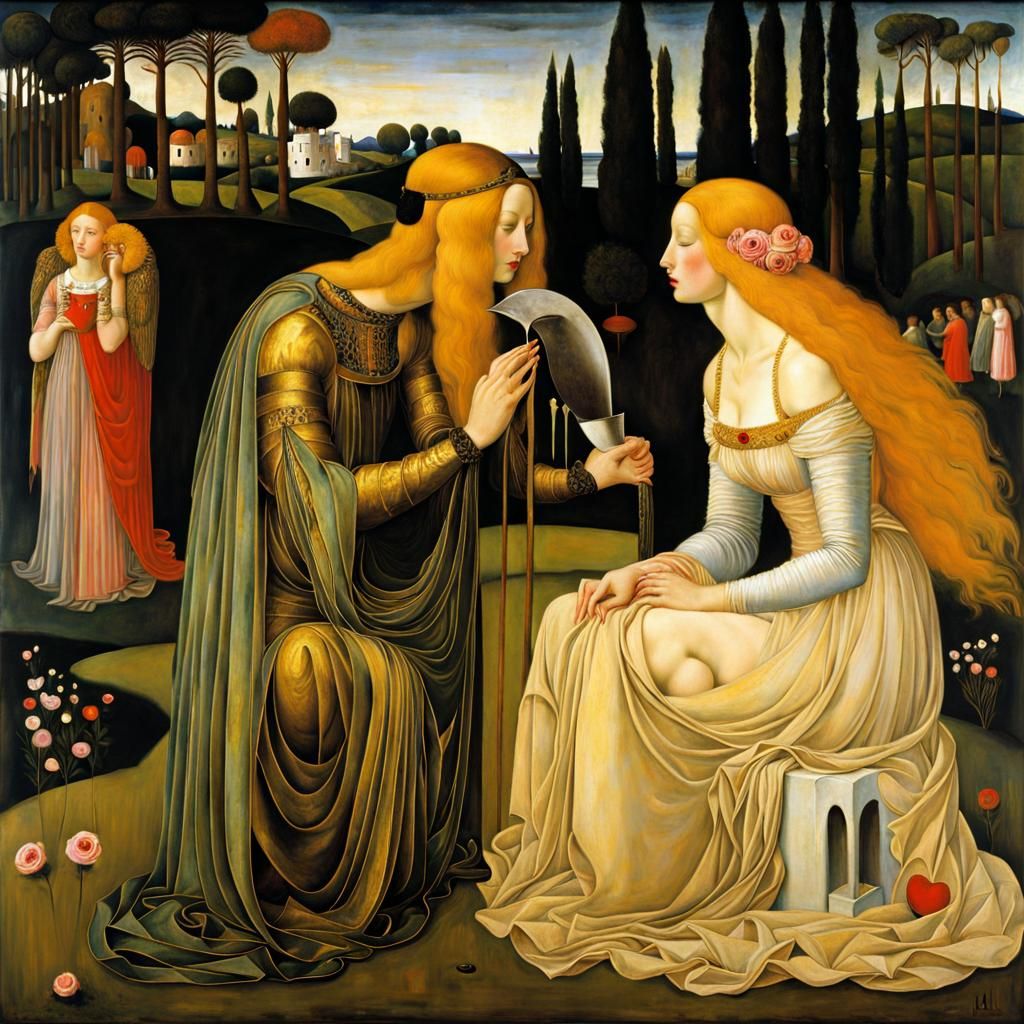 Surreal Love Torn Apart: A Fusion of Art Styles