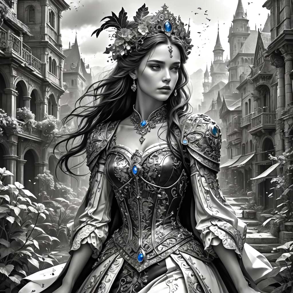 Monochrome Fashion Illustration in Flat 2D Style