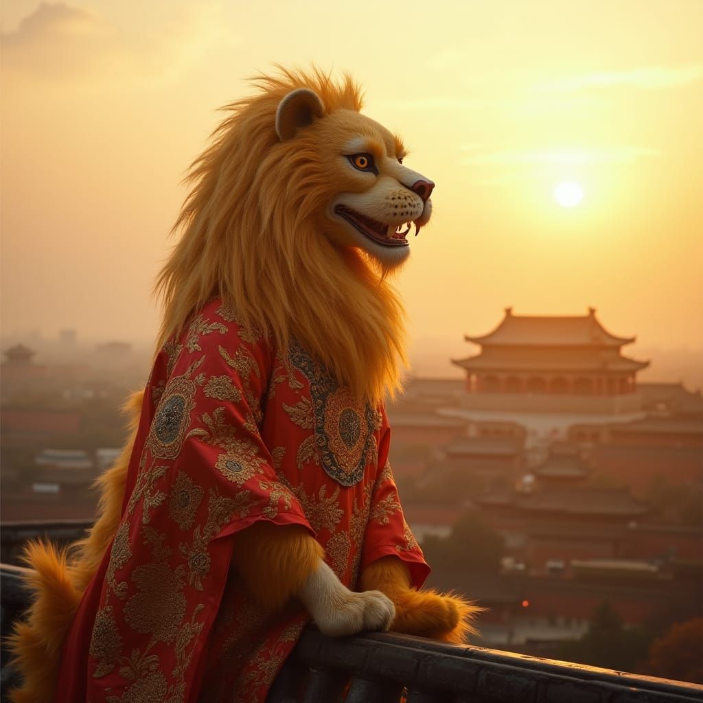 Lion in Chinese Robe on Forbidden City