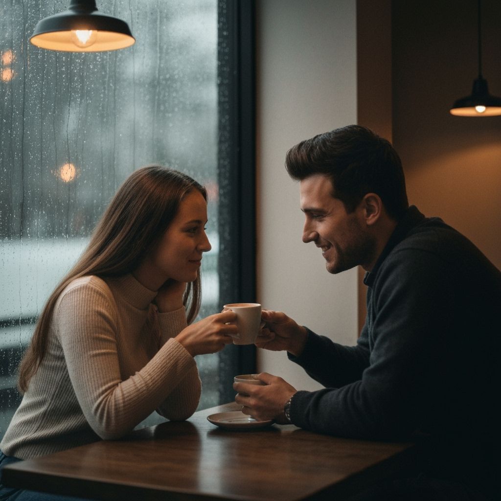 Couple's Cozy Cafe Moment in Hyperrealistic 4K Style