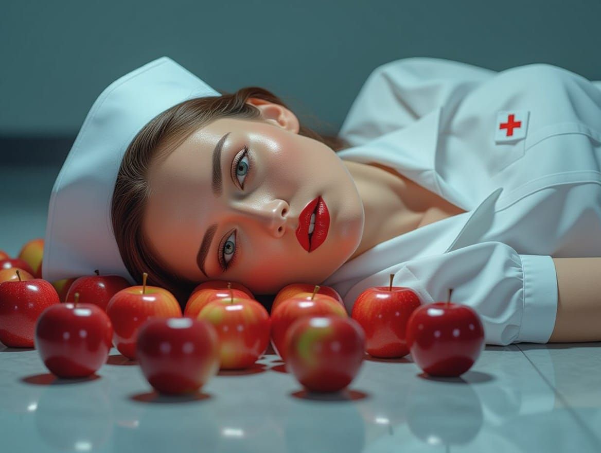 Disturbingly Serene Woman in a Haunting Scene