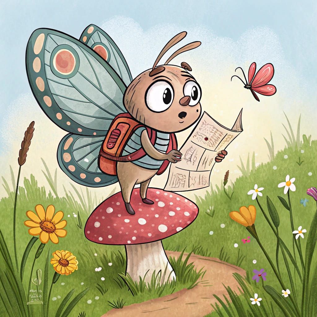 Confused Butterfly's Cartoonish Meadow Adventure