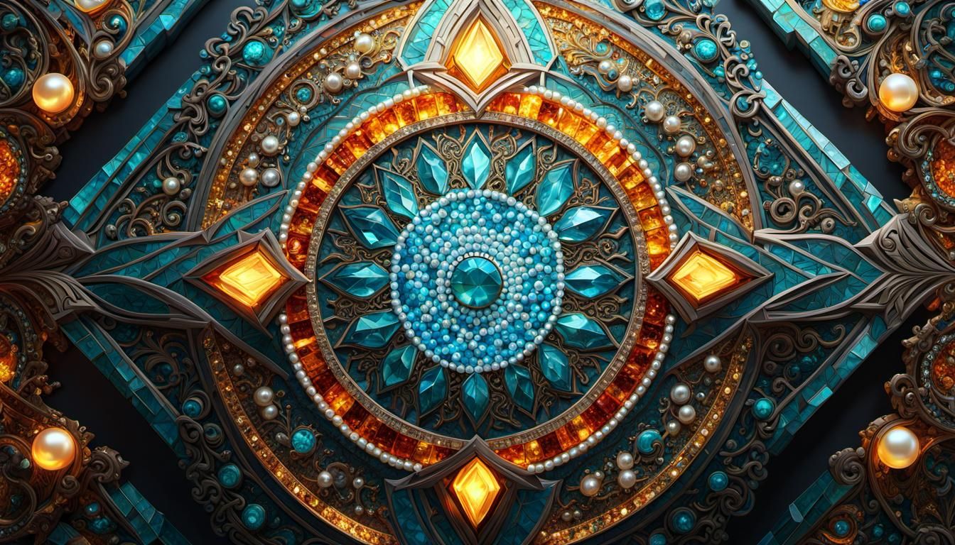 Elaborate Mosaic Scene in Detailed Matte Painting Style