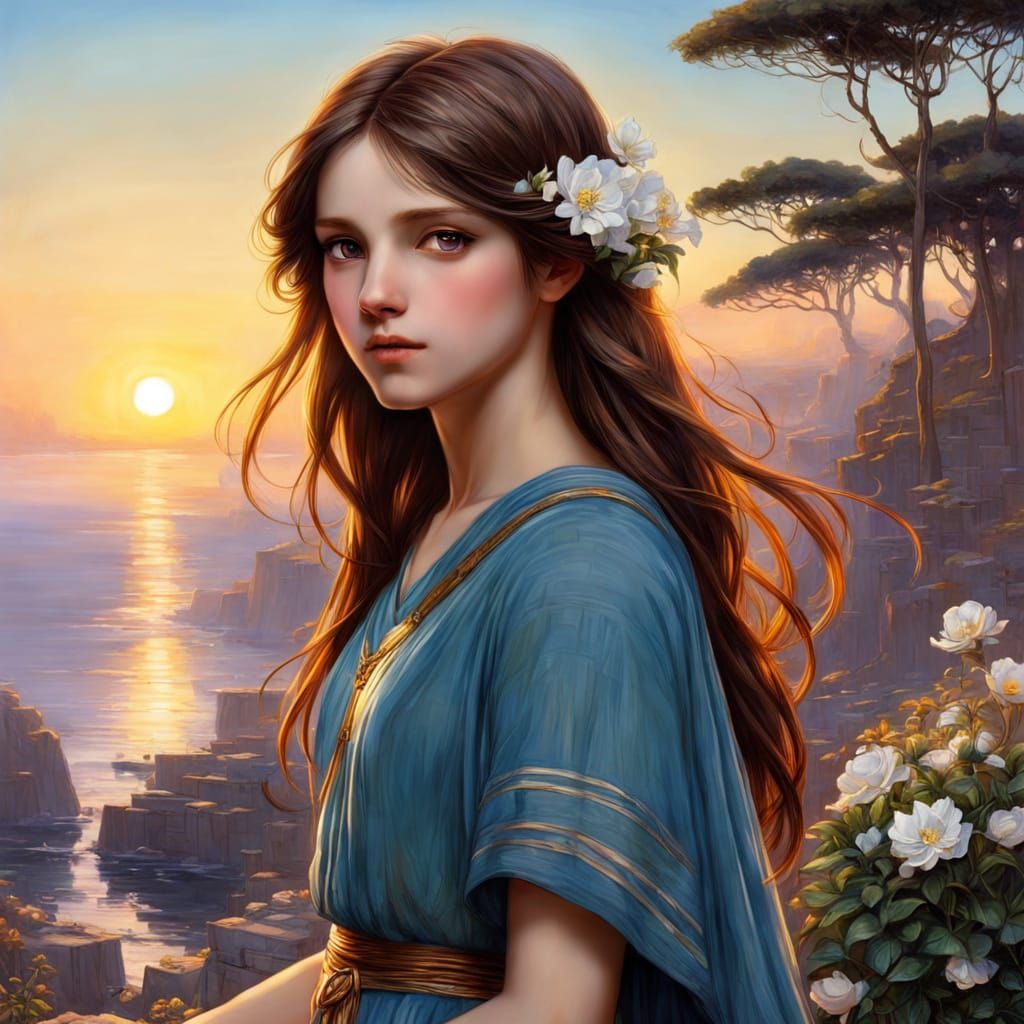 Boy and Girl in Luminous Dawn Light