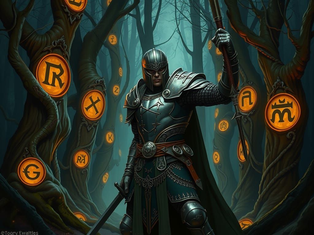 Majestic Warrior in Mystical Forest