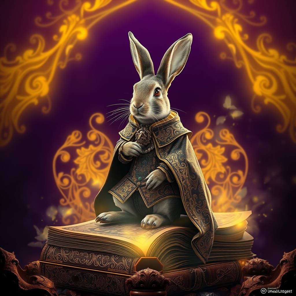 Majestic Rabbit in Victorian Attire, Art Nouveau Inspiration