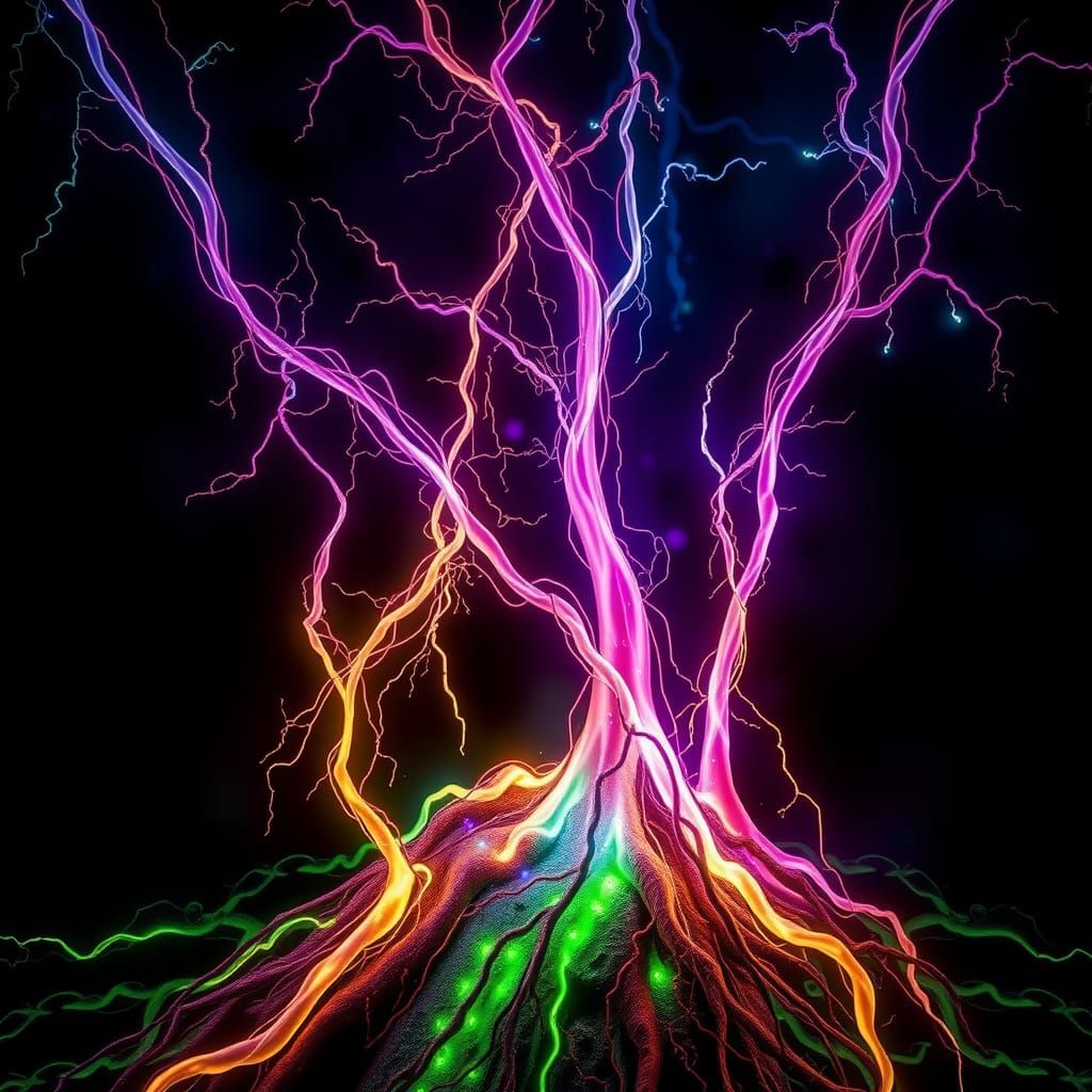 Bioluminescent Tendrils Dance Through Darkness in Digital Ar...