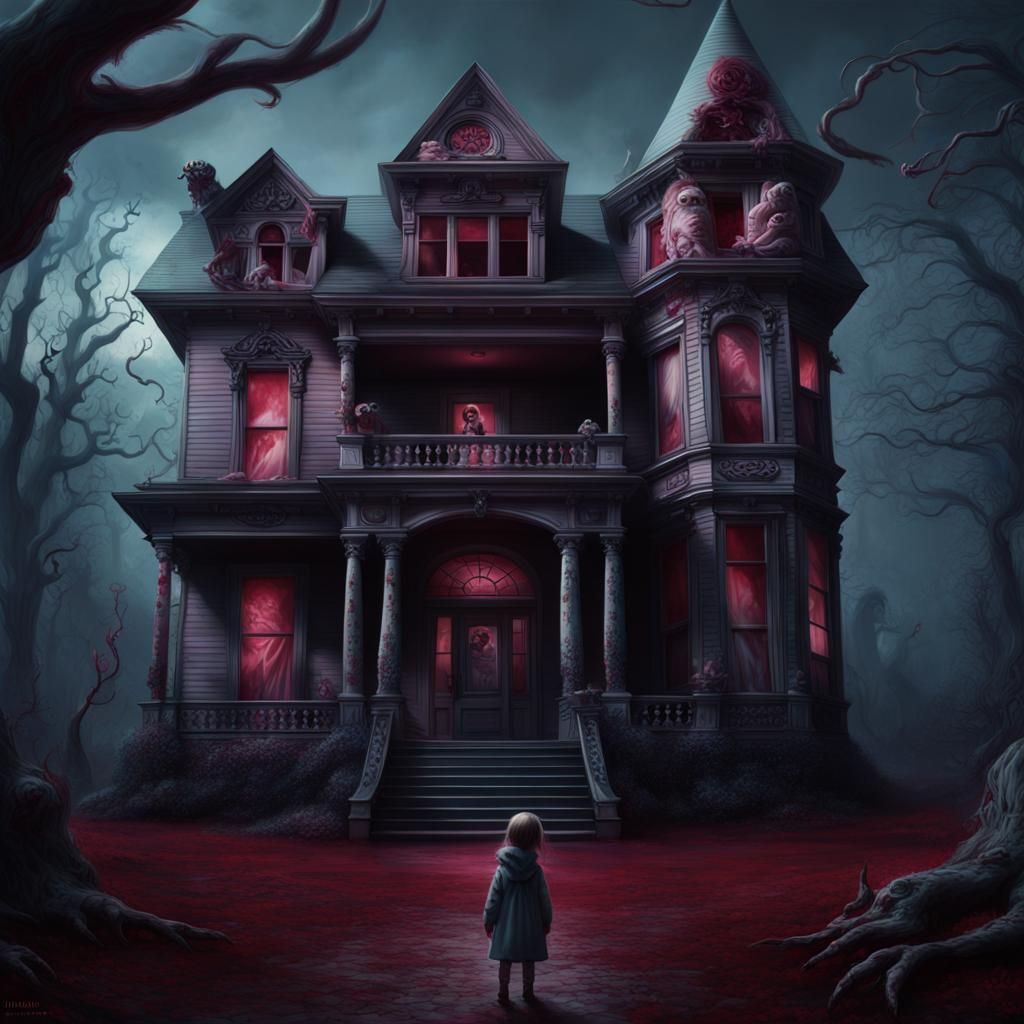 Creepy Haunted House in Psychedelic Universe