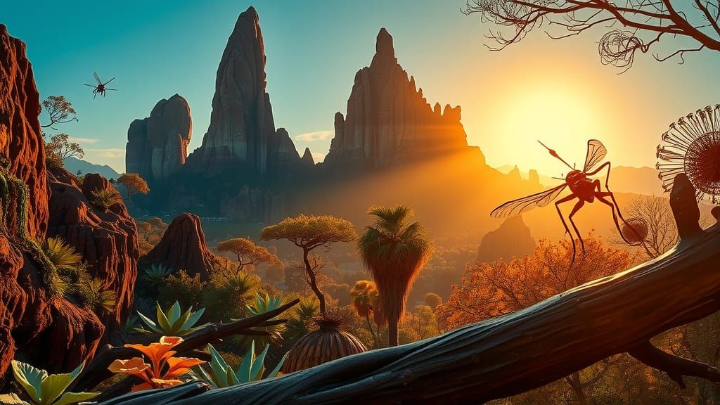 Breathtaking Alien Landscape with Bioluminescent Flora