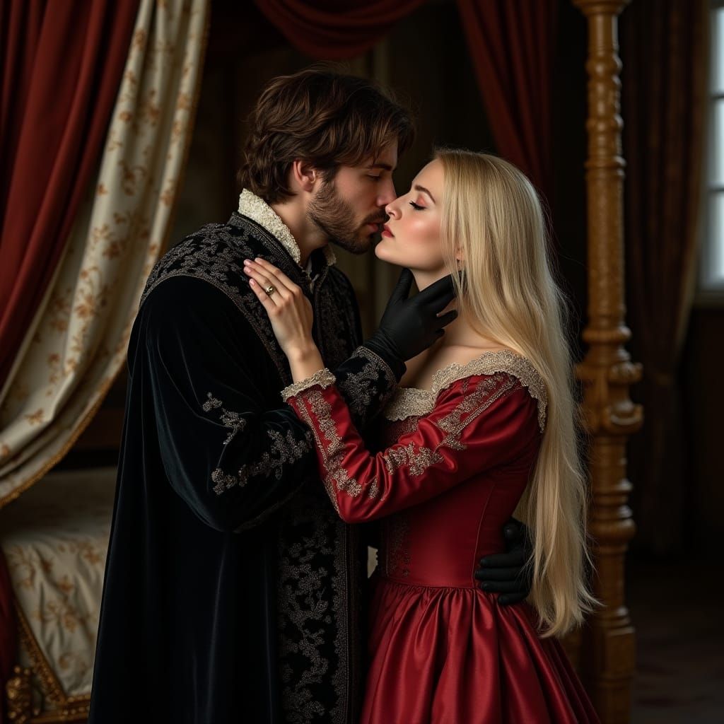 Medieval Nobles in Dramatic Chiaroscuro Lighting