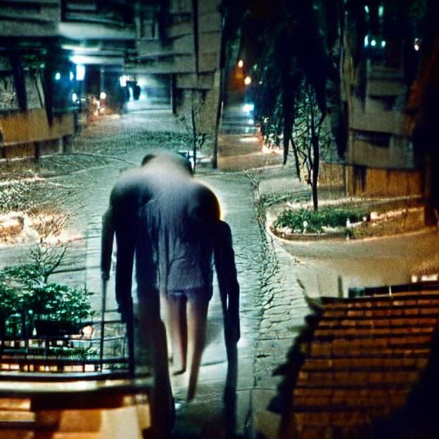 Filmic Stalker in a Dark City Nightscape