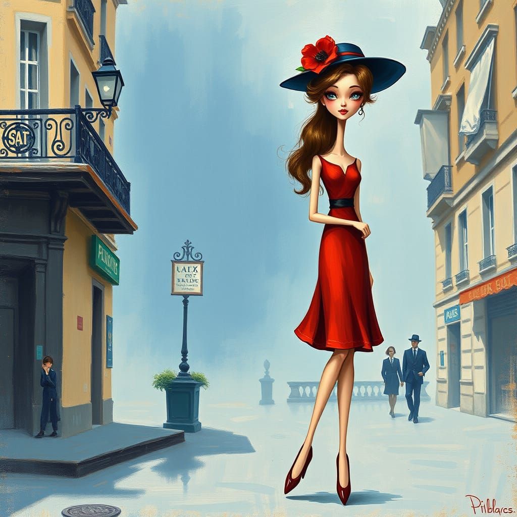 Elegant Parisian Beauty in Impressionist Style