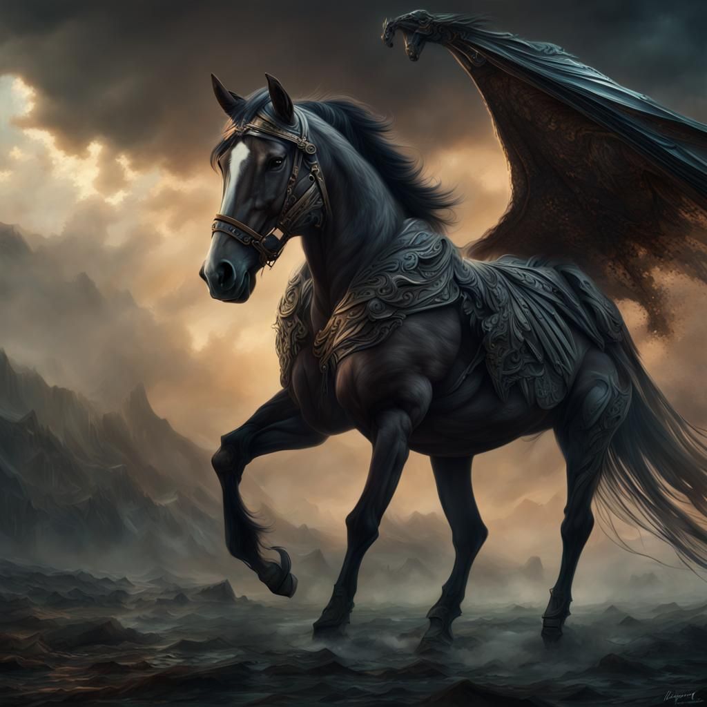 Epic Winged Horse Digital Matte Painting